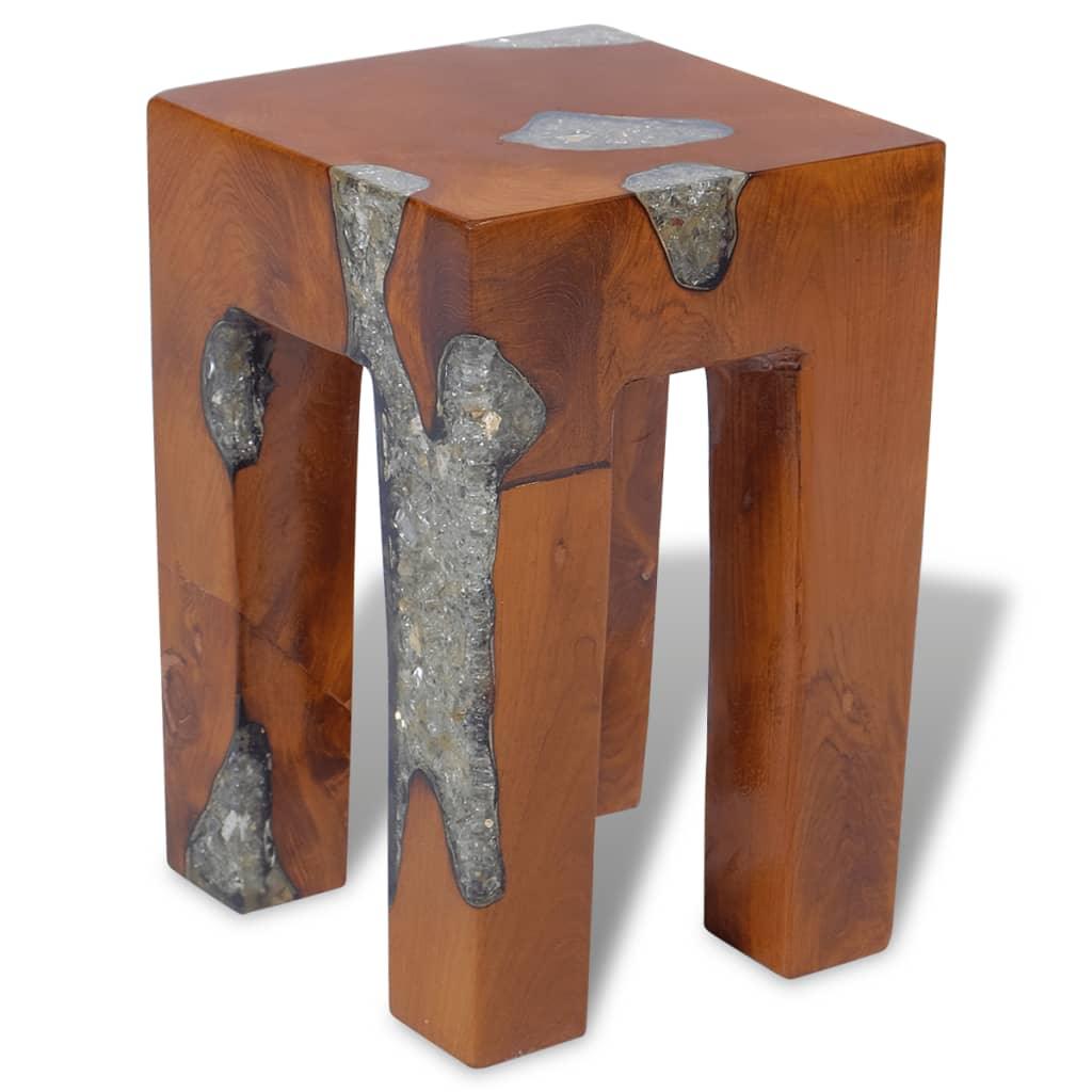 Stool Solid Teak Wood and Resin at Set Shop and Smile