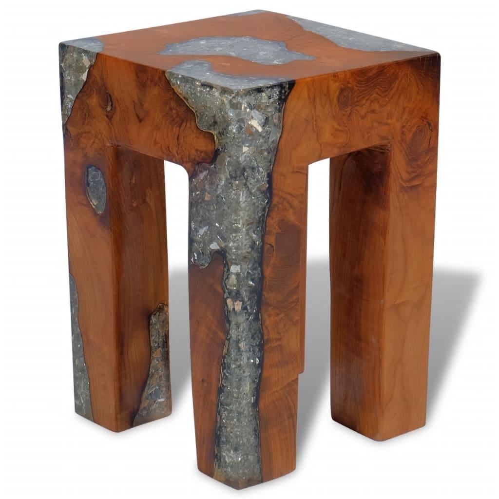 Stool Solid Teak Wood and Resin at Set Shop and Smile