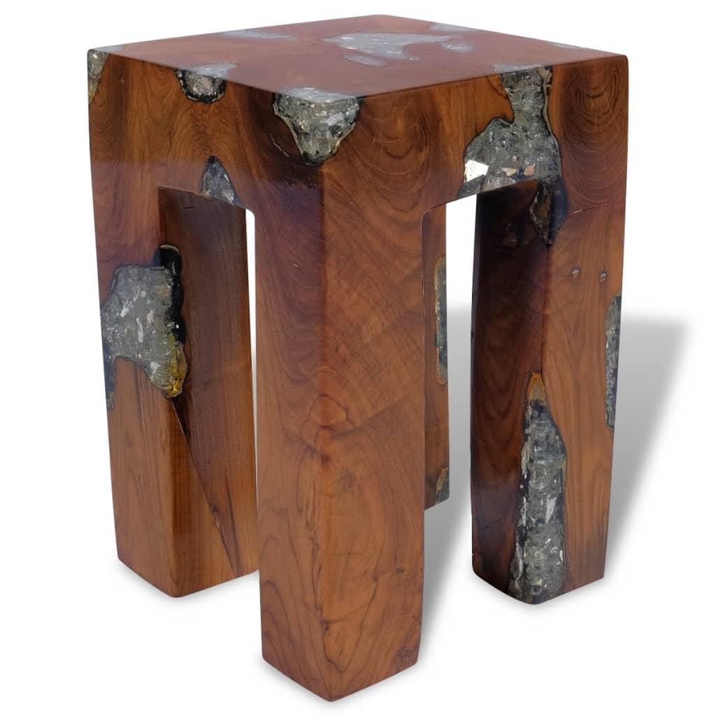 Stool Solid Teak Wood and Resin at Set Shop and Smile