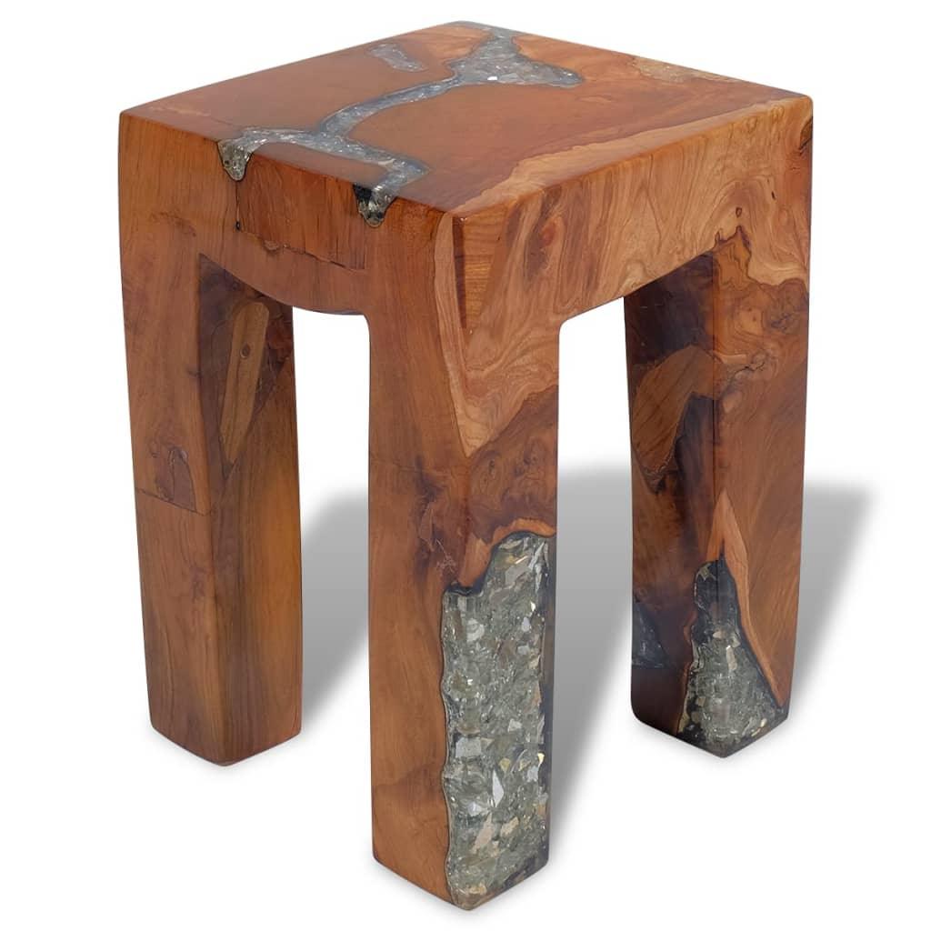 Stool Solid Teak Wood and Resin at Set Shop and Smile
