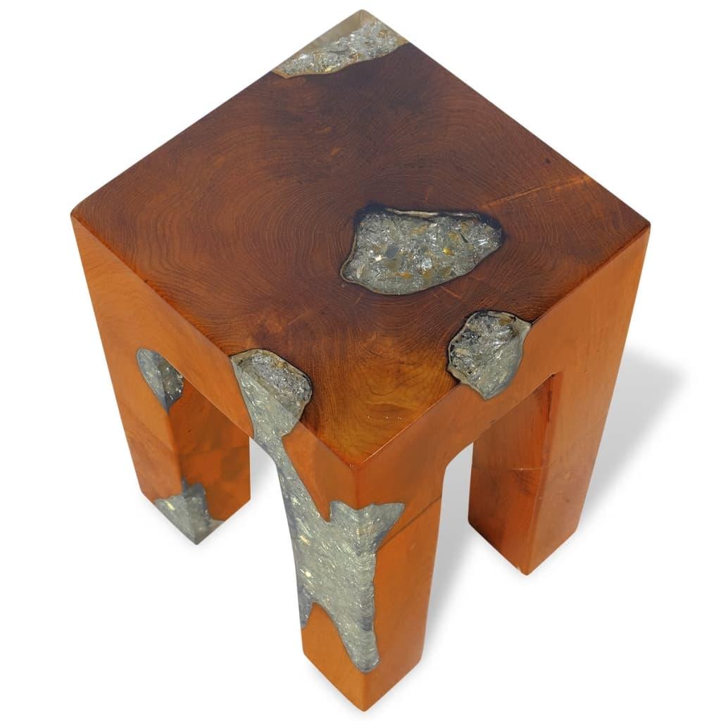 Stool Solid Teak Wood and Resin at Set Shop and Smile