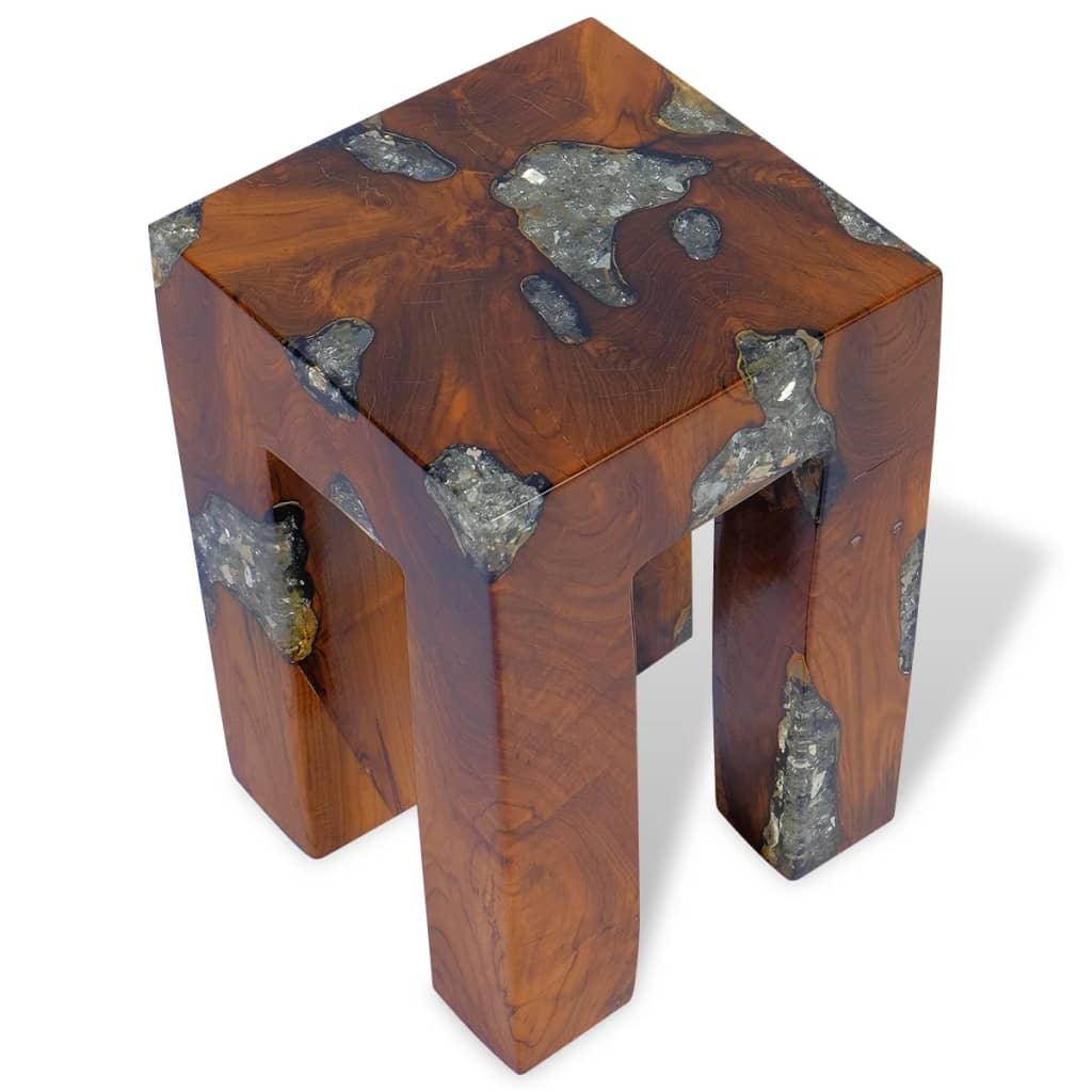 Stool Solid Teak Wood and Resin at Set Shop and Smile