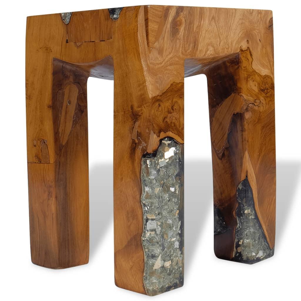 Stool Solid Teak Wood and Resin at Set Shop and Smile