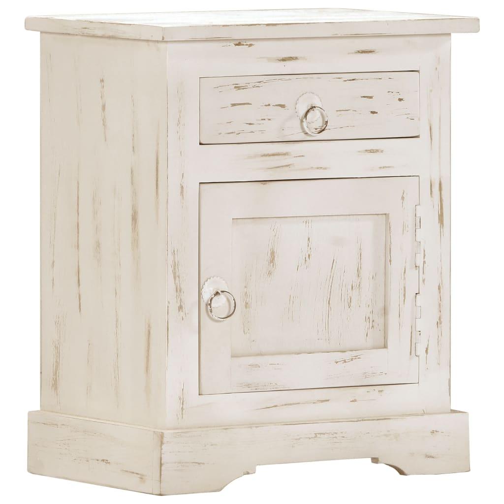Bedside Cabinet White 15.7"x11.8"x19.7" Solid Mango Wood at Set Shop and Smile