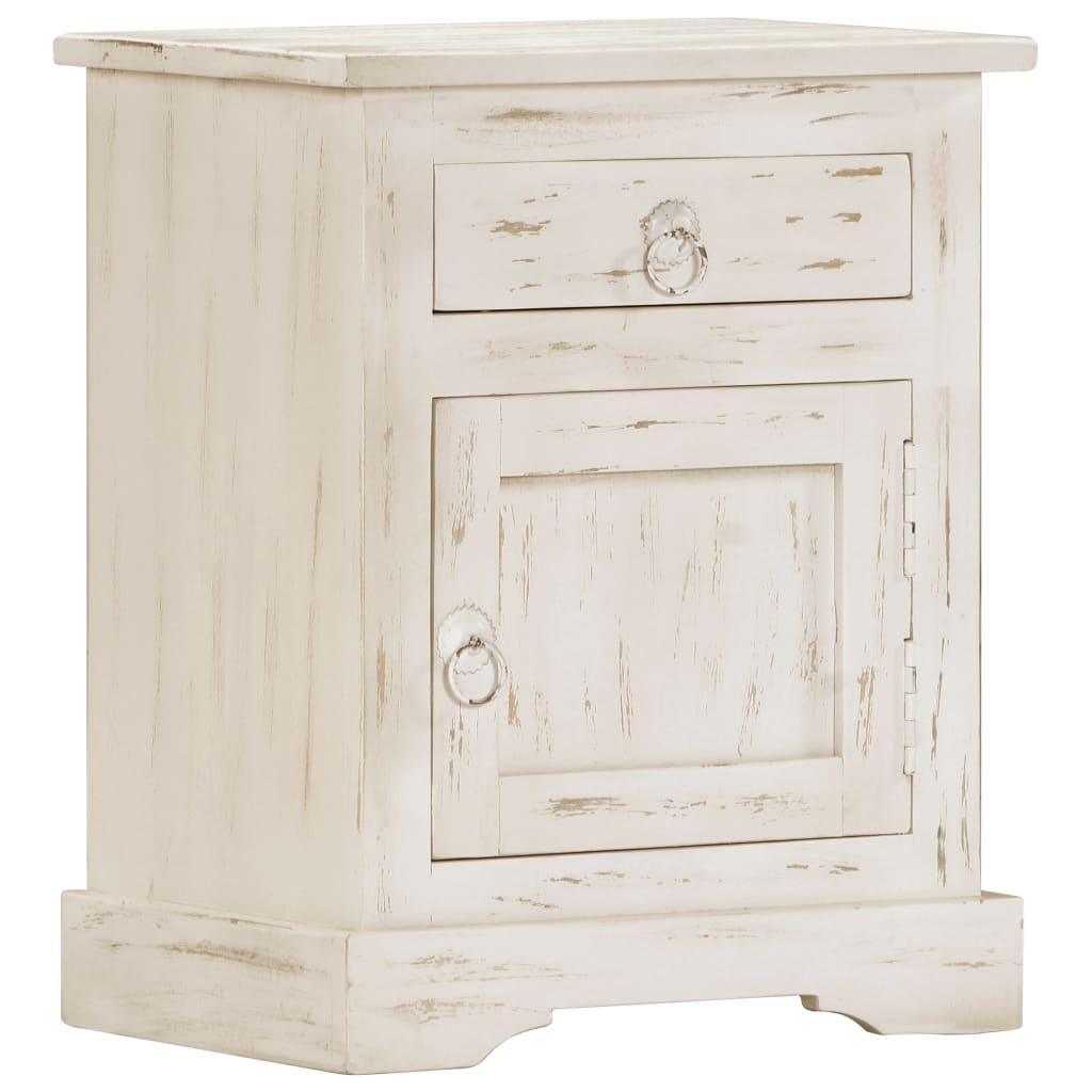 Bedside Cabinet White 15.7"x11.8"x19.7" Solid Mango Wood at Set Shop and Smile