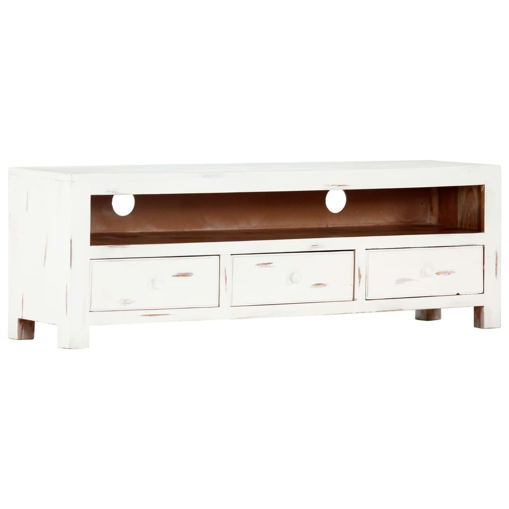 TV Cabinet White 47.2"x11.8"x15.7" Solid Acacia Wood at Set Shop and Smile