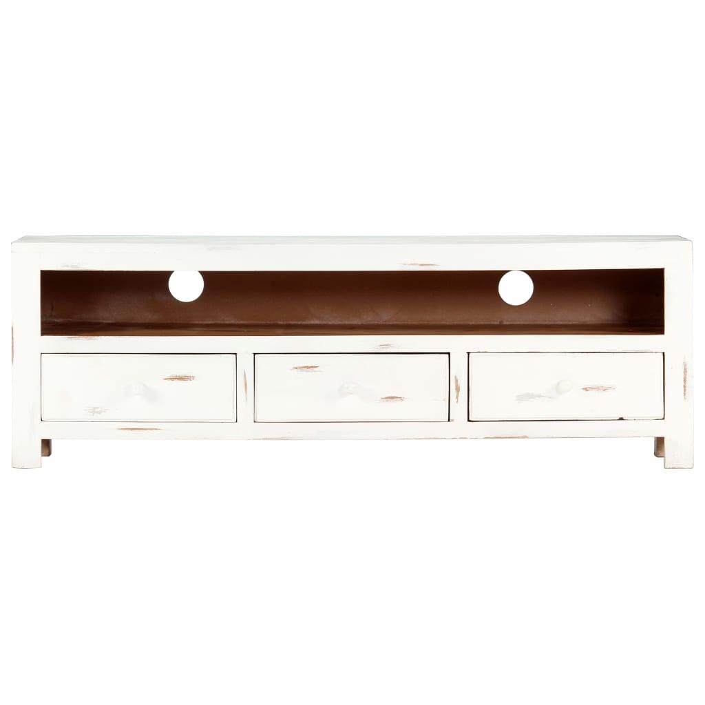 TV Cabinet White 47.2"x11.8"x15.7" Solid Acacia Wood at Set Shop and Smile