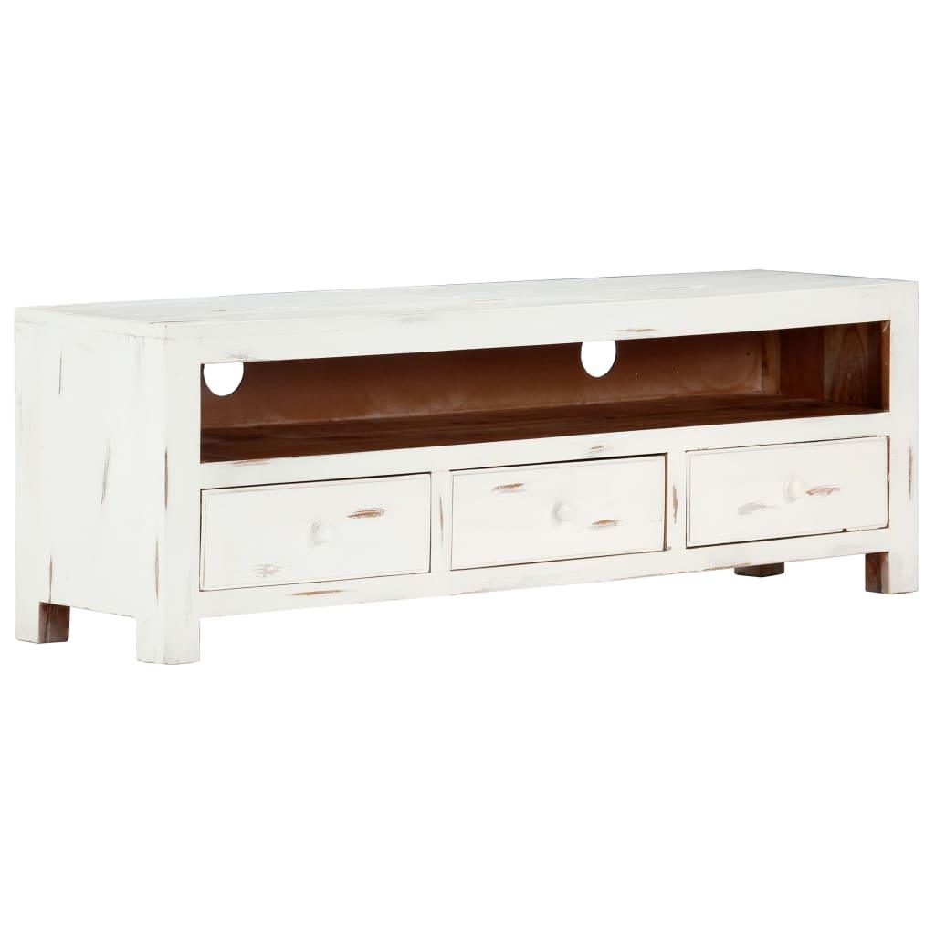 TV Cabinet White 47.2"x11.8"x15.7" Solid Acacia Wood at Set Shop and Smile