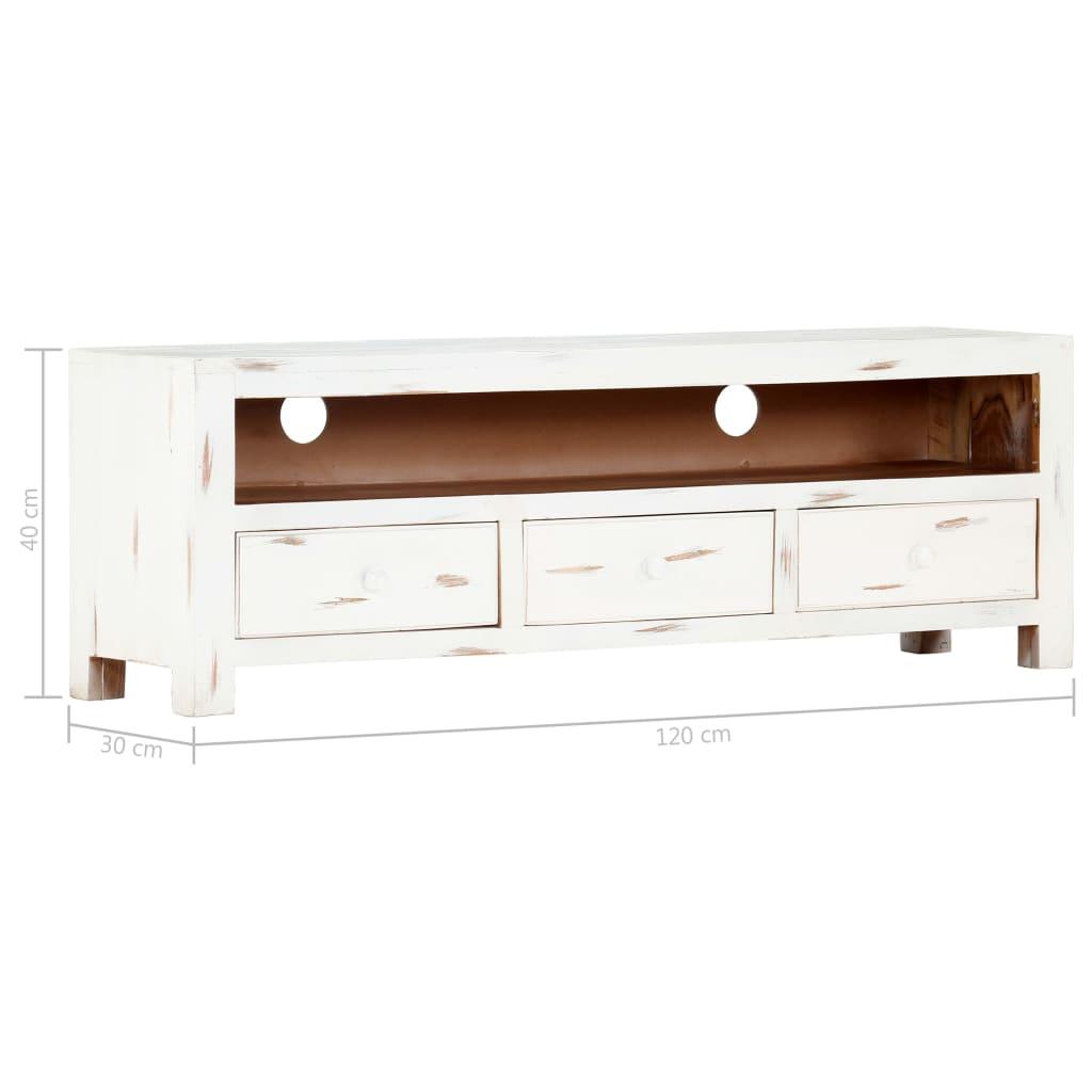 TV Cabinet White 47.2"x11.8"x15.7" Solid Acacia Wood at Set Shop and Smile