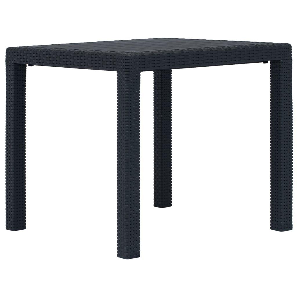 Patio Table Anthracite 31.1"x31.1"x28.3" Plastic Rattan Look at Set Shop and Smile