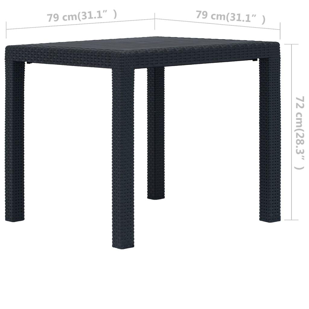 Patio Table Anthracite 31.1"x31.1"x28.3" Plastic Rattan Look at Set Shop and Smile