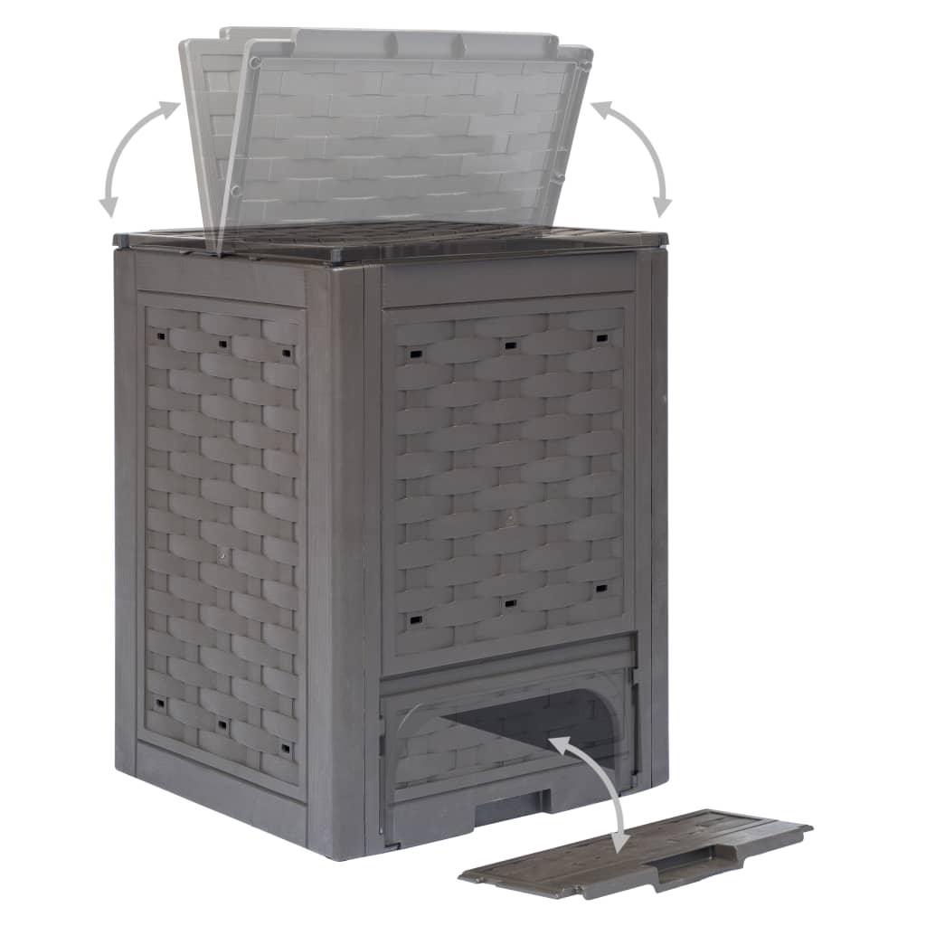 Garden Composter Brown 23.6"x23.6"x32.7" 79.3gal Plastic Rattan at Set Shop and Smile
