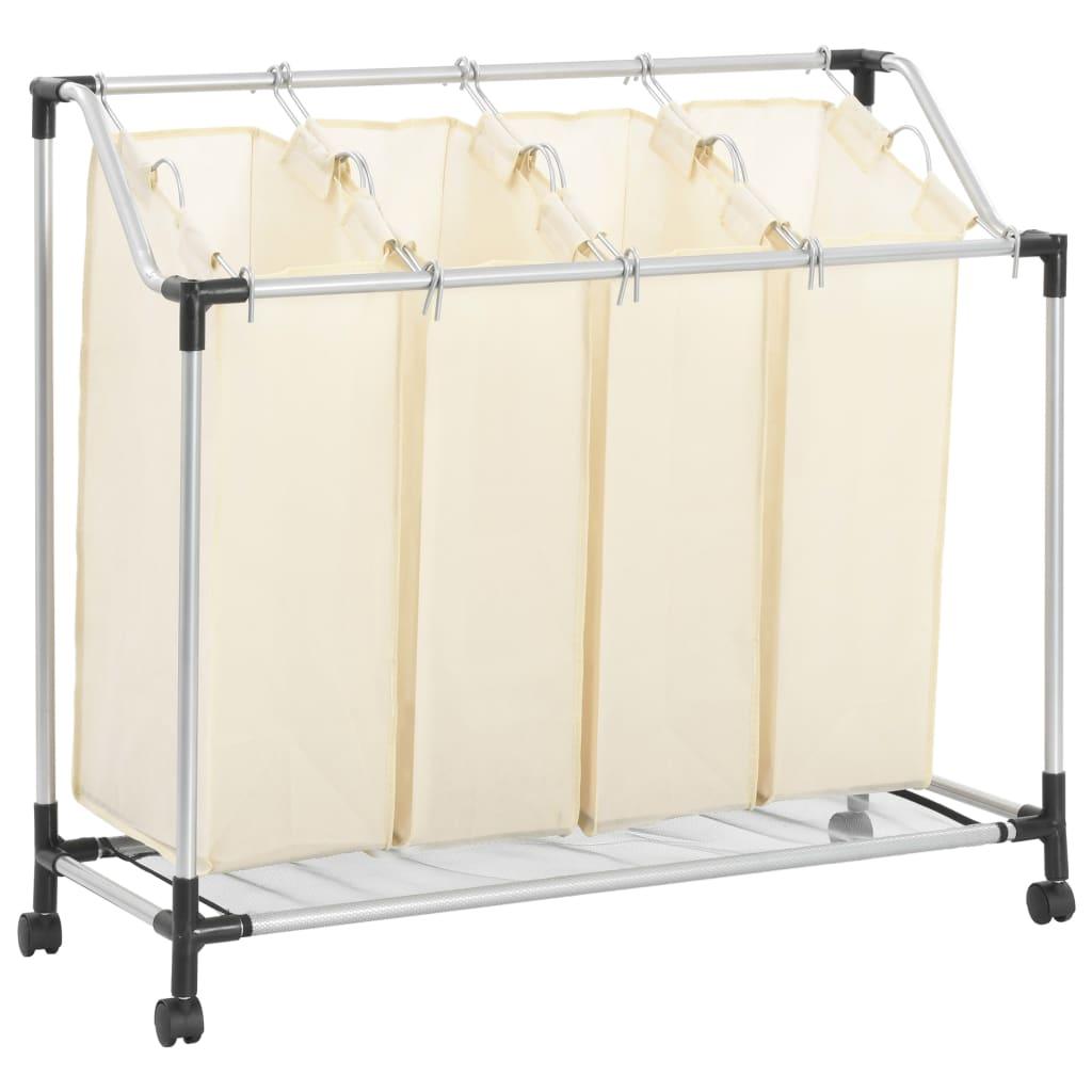 Laundry Sorter with 4 Bags Cream Steel at Set Shop and Smile
