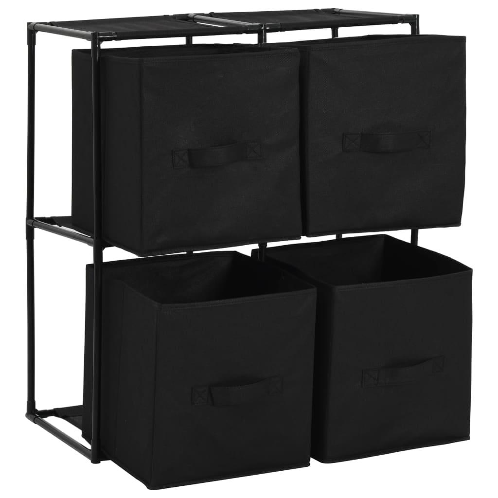 Storage Cabinet with 4 Fabric Baskets Black 24.8"x11.8"x28" Steel at Set Shop and Smile