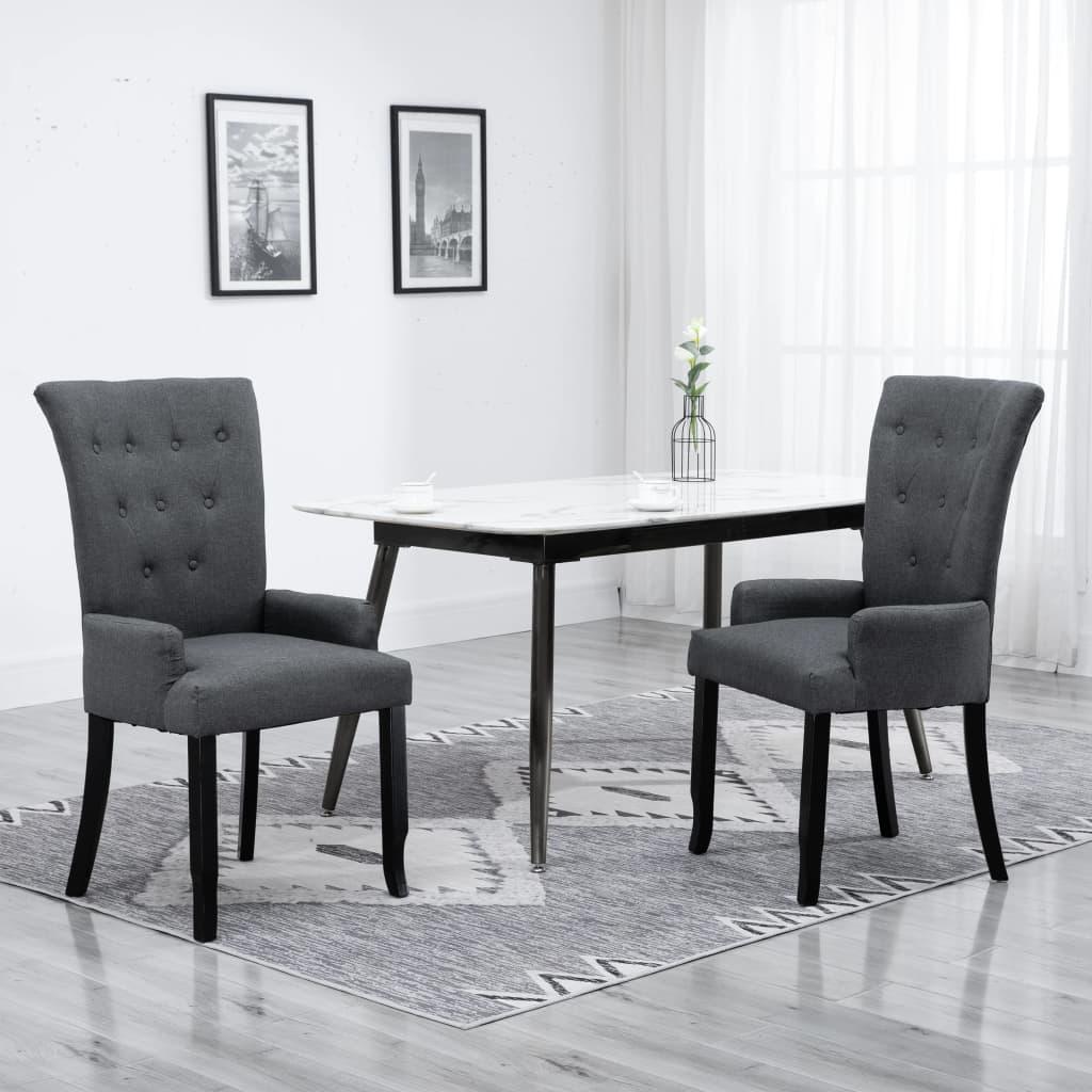 Dining Chair with Armrests Dark Gray Fabric at Set Shop and Smile