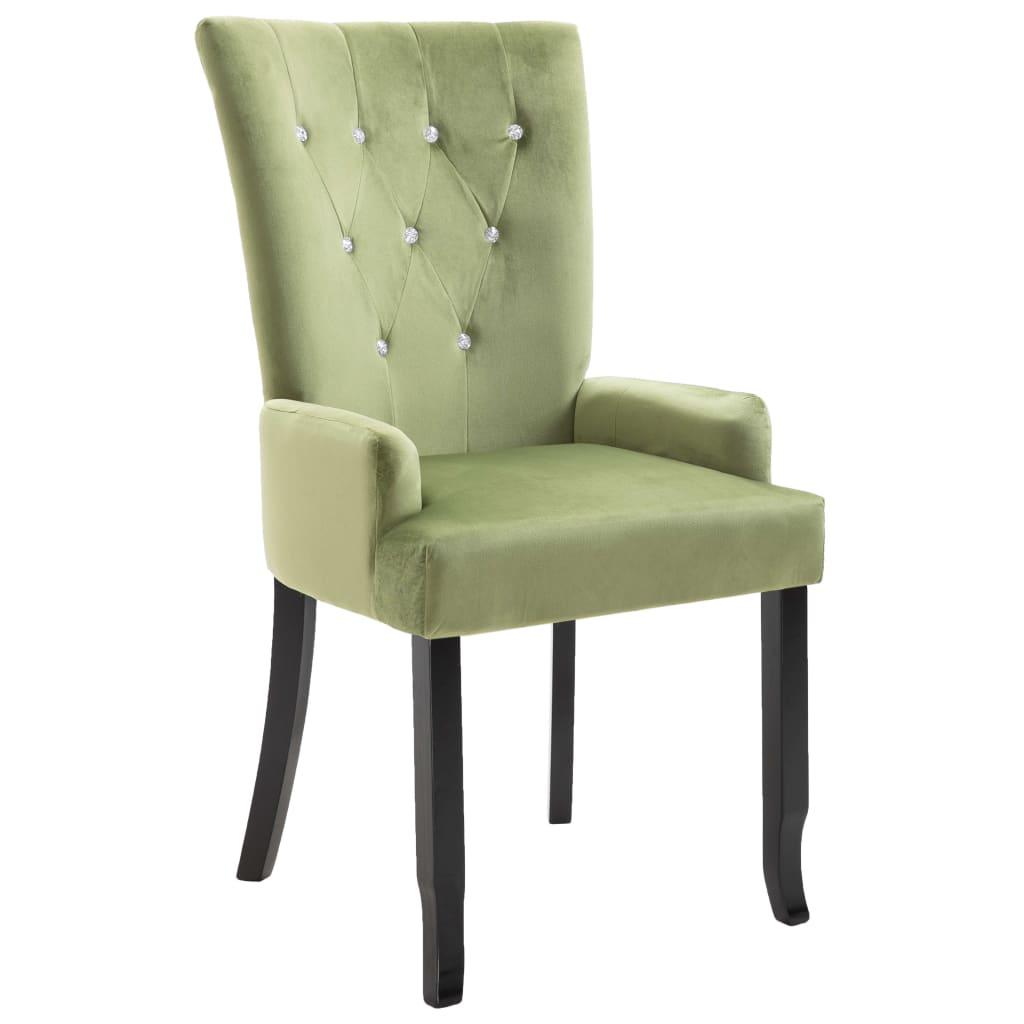 Dining Chair with Armrests Light Green Velvet at Set Shop and Smile