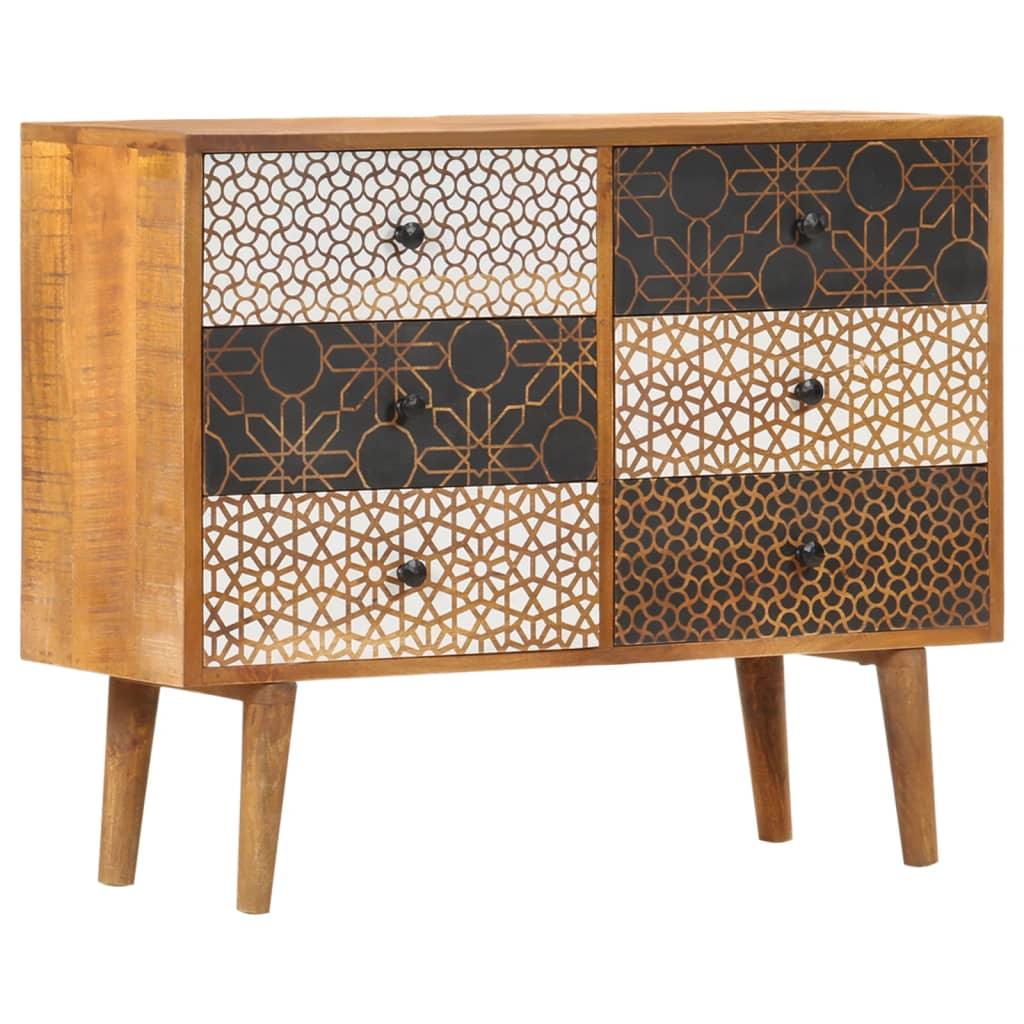 Sideboard with Printed Pattern 35.4"x11.8"x27.6" Solid Mango Wood at Set Shop and Smile