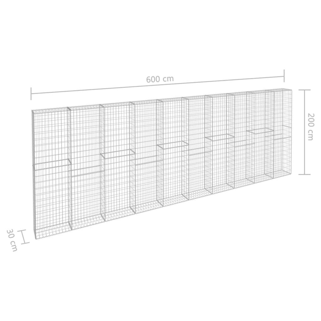 Gabion Wall with Covers Galvanized Steel 236.2"x11.8"x78.7" at Set Shop and Smile