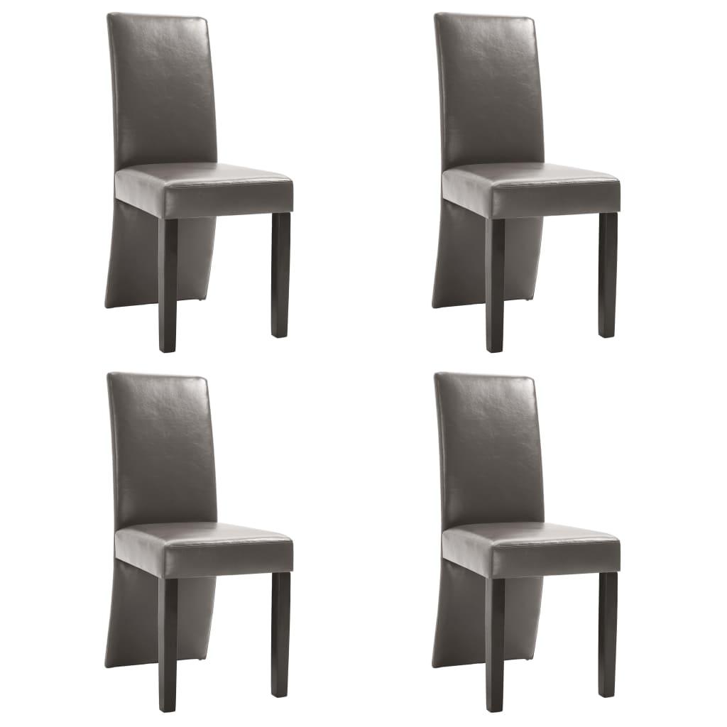 Dining Chairs 4 pcs Gray Faux Leather at Set Shop and Smile