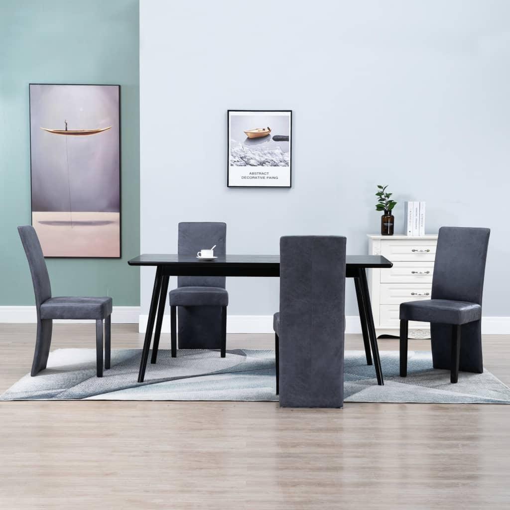 Dining Chairs 4 pcs Gray Faux Suede Leather at Set Shop and Smile