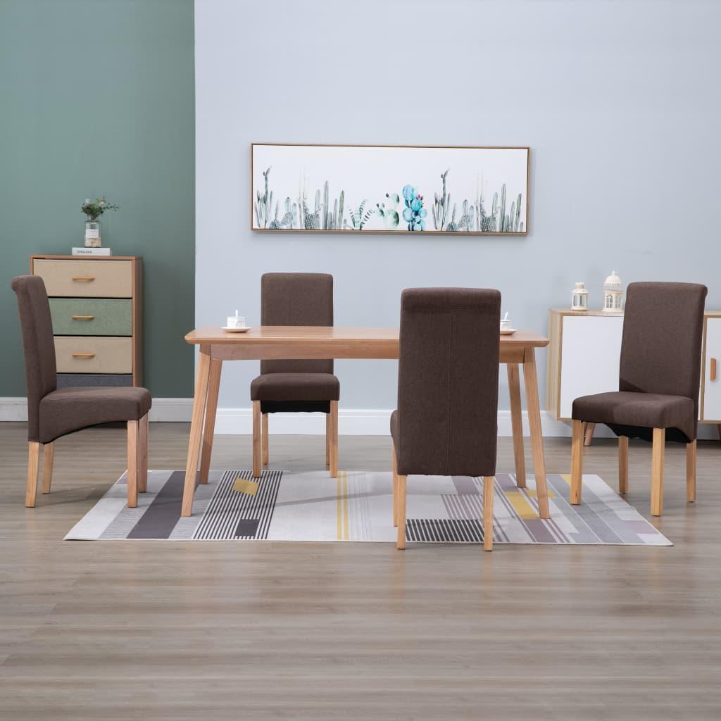 Dining Chairs 4 pcs Brown Fabric at Set Shop and Smile