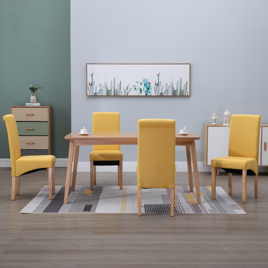 Dining Chairs 4 pcs Yellow Fabric at Set Shop and Smile