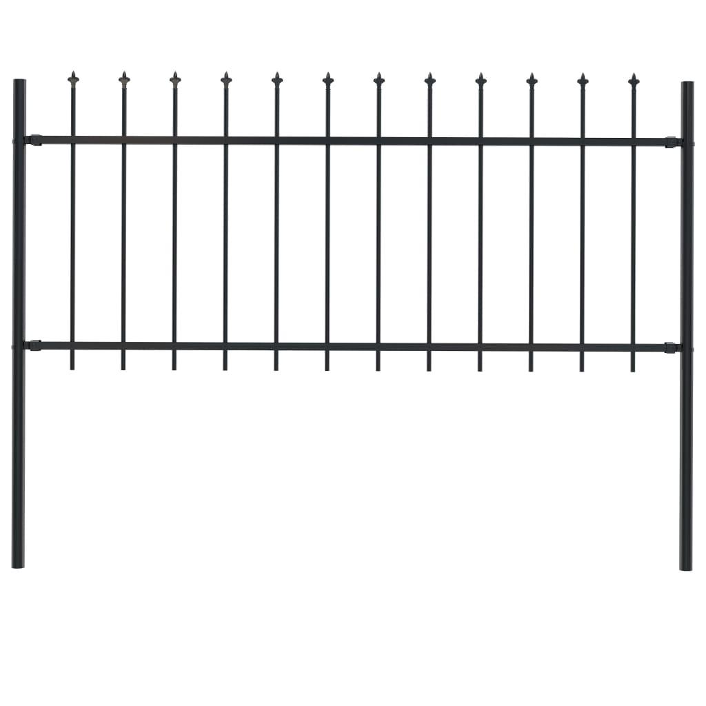 Garden Fence with Spear Top Steel 66.9"x31.5" Black at Set Shop and Smile