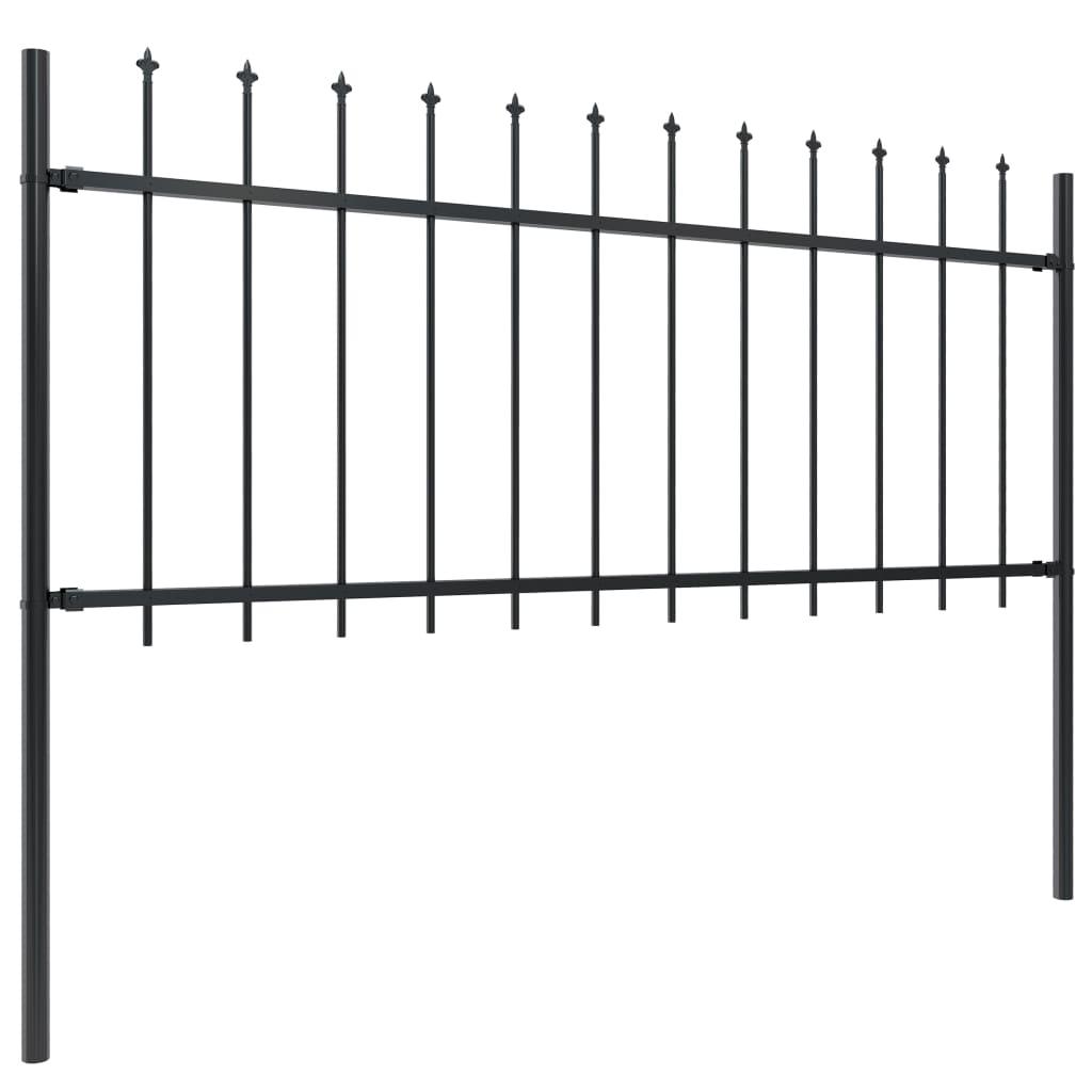 Garden Fence with Spear Top Steel 66.9"x31.5" Black at Set Shop and Smile