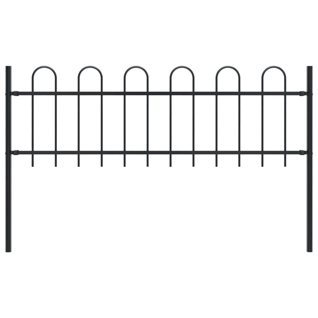 Garden Fence with Hoop Top Steel 5.6' Black at Set Shop and Smile
