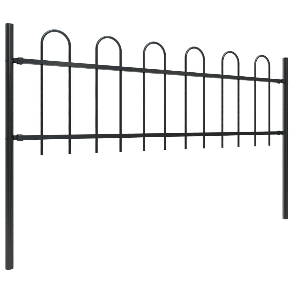 Garden Fence with Hoop Top Steel 5.6' Black at Set Shop and Smile