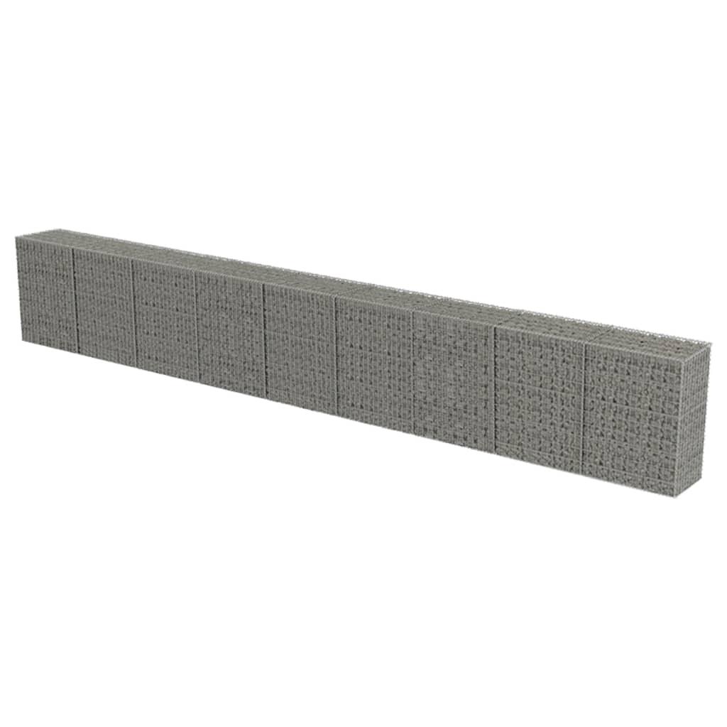 Gabion Wall with Covers Galvanized Steel 354"x19.7"x39.4" at Set Shop and Smile