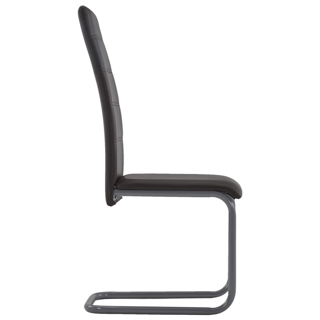 Cantilever Dining Chairs 4 pcs Brown Faux Leather at Set Shop and Smile