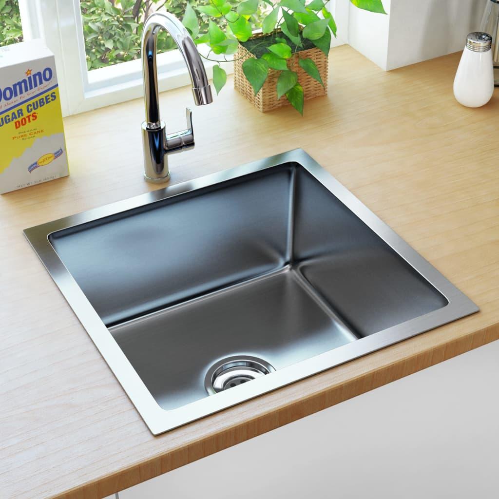 Handmade Kitchen Sink with Strainer Stainless Steel at Set Shop and Smile