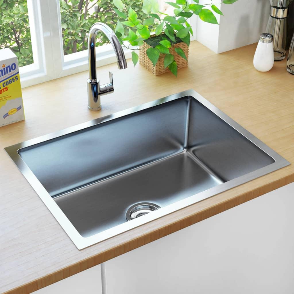 Handmade Kitchen Sink with Strainer Stainless Steel at Set Shop and Smile