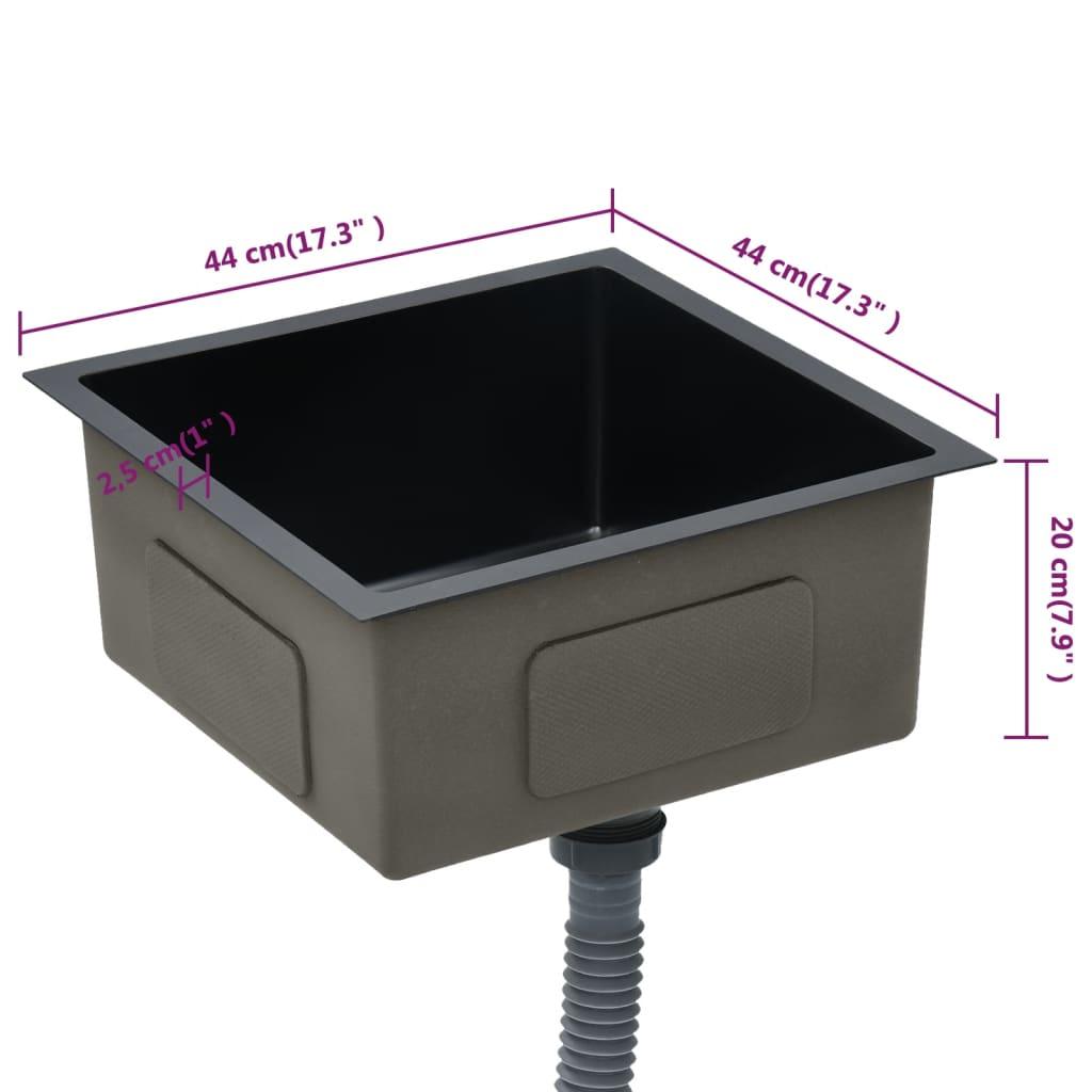 Handmade Kitchen Sink with Strainer Black Stainless Steel at Set Shop and Smile