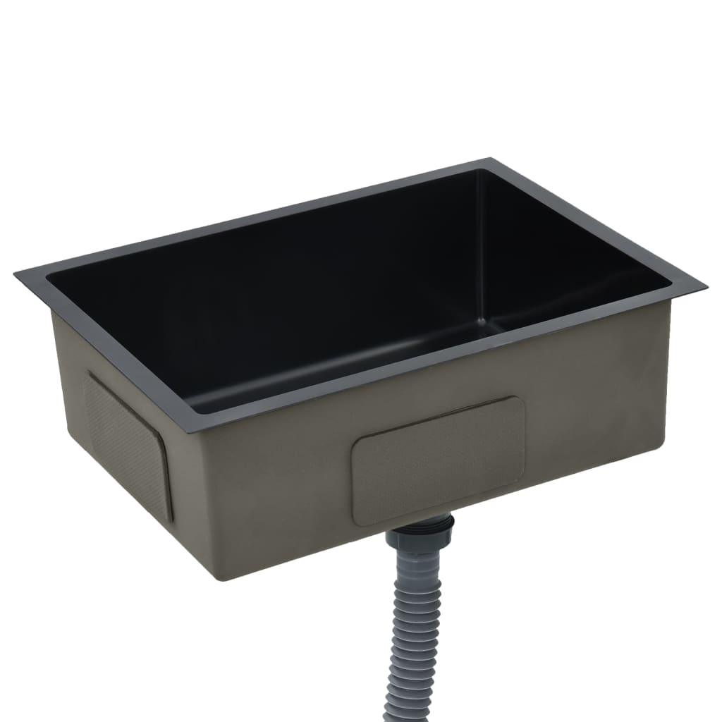 Handmade Kitchen Sink with Strainer Black Stainless Steel at Set Shop and Smile