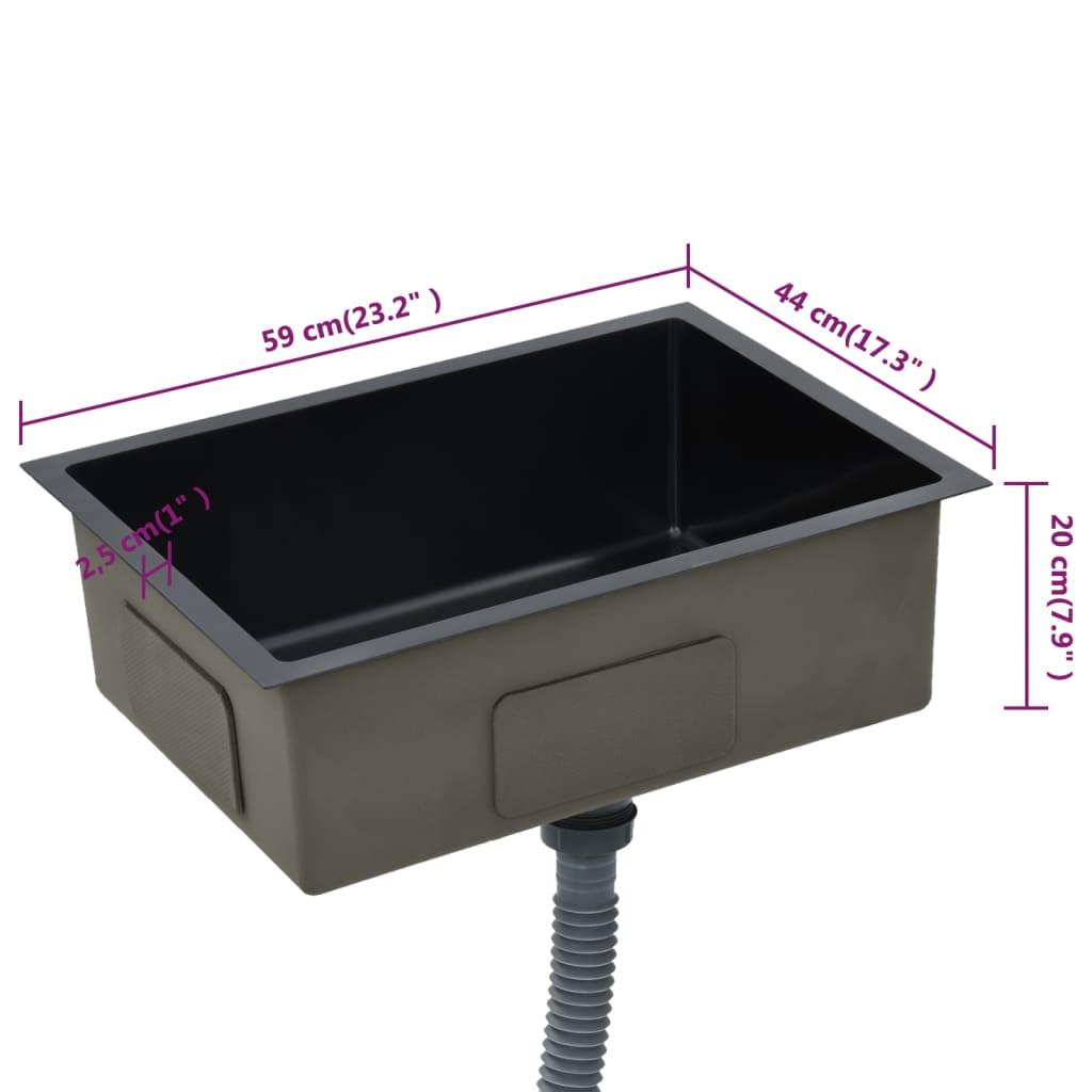 Handmade Kitchen Sink with Strainer Black Stainless Steel at Set Shop and Smile