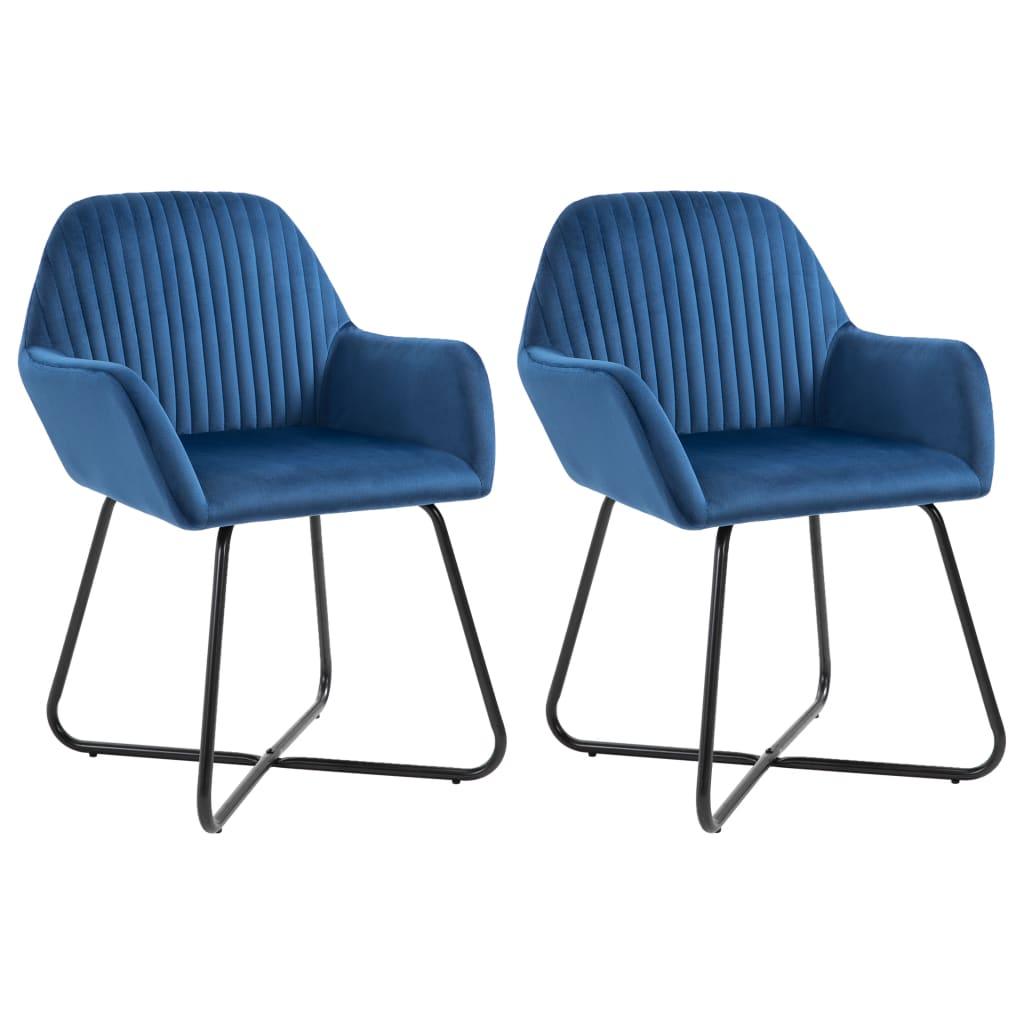 Dining Chairs 2 pcs Blue Velvet at Set Shop and Smile