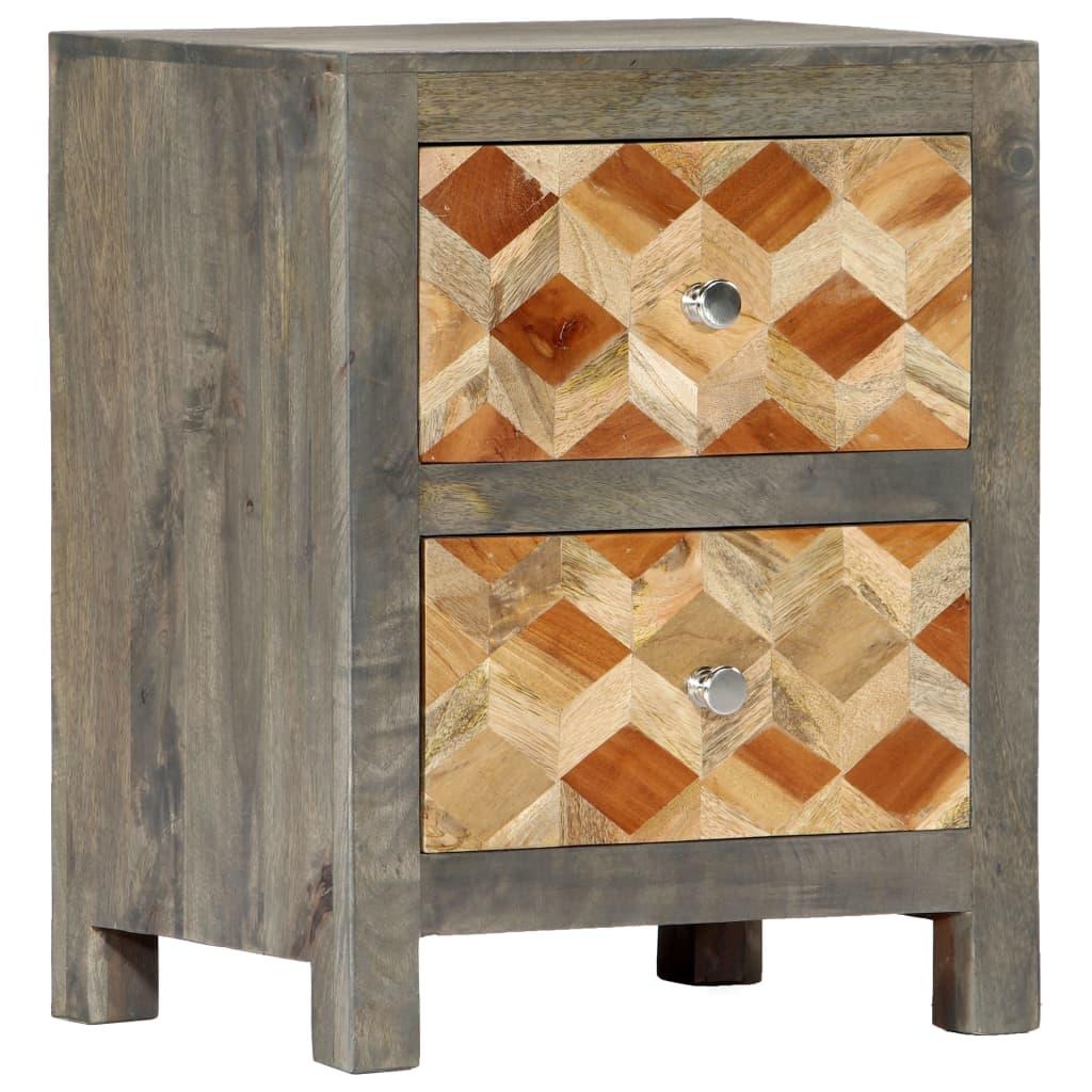 Bedside Cabinet Gray 15.7"x11.8"x19.7" Solid Mango Wood at Set Shop and Smile