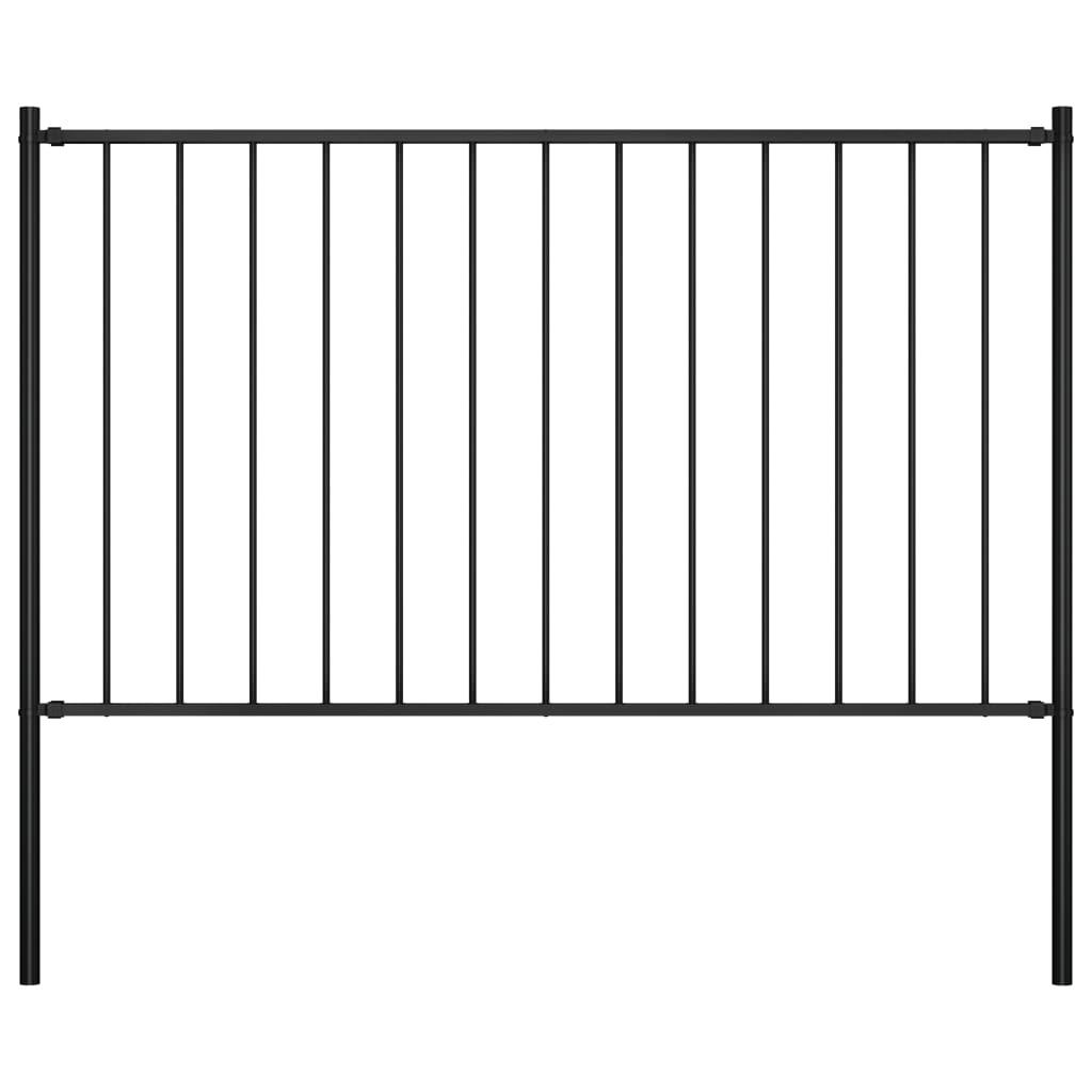 Fence Panel with Posts Powder-coated Steel 5.6'x4.1' Black at Set Shop and Smile