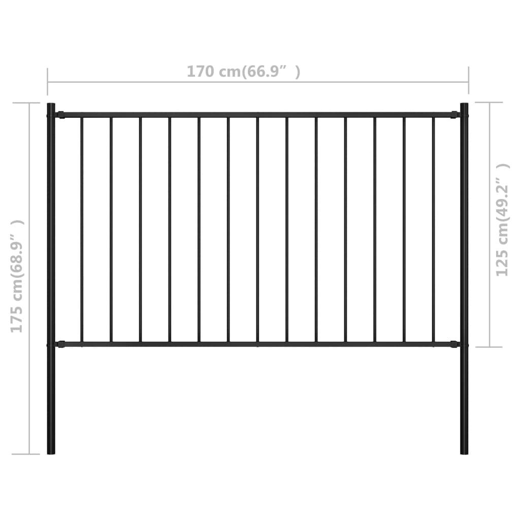 Fence Panel with Posts Powder-coated Steel 5.6'x4.1' Black at Set Shop and Smile