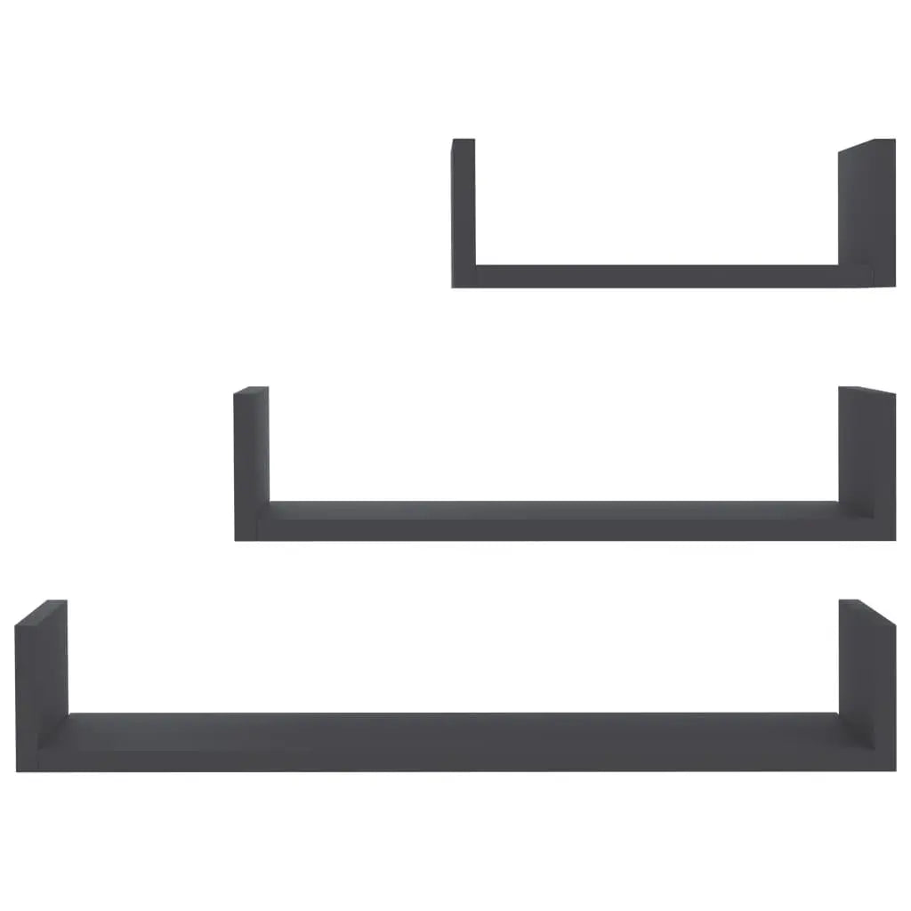 Wall Display Shelf 3 pcs Gray Engineered Wood at Set Shop and Smile