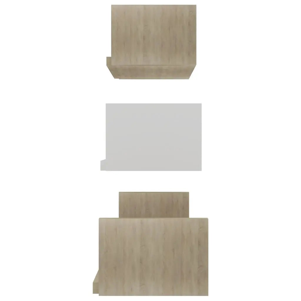 Wall Display Shelf 3 pcs White and Sonoma Oak Engineered Wood at Set Shop and Smile