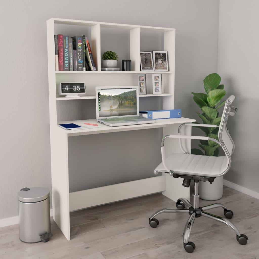 Desk with Shelves White 43.3"x17.7"x61.8" Engineered Wood at Set Shop and Smile