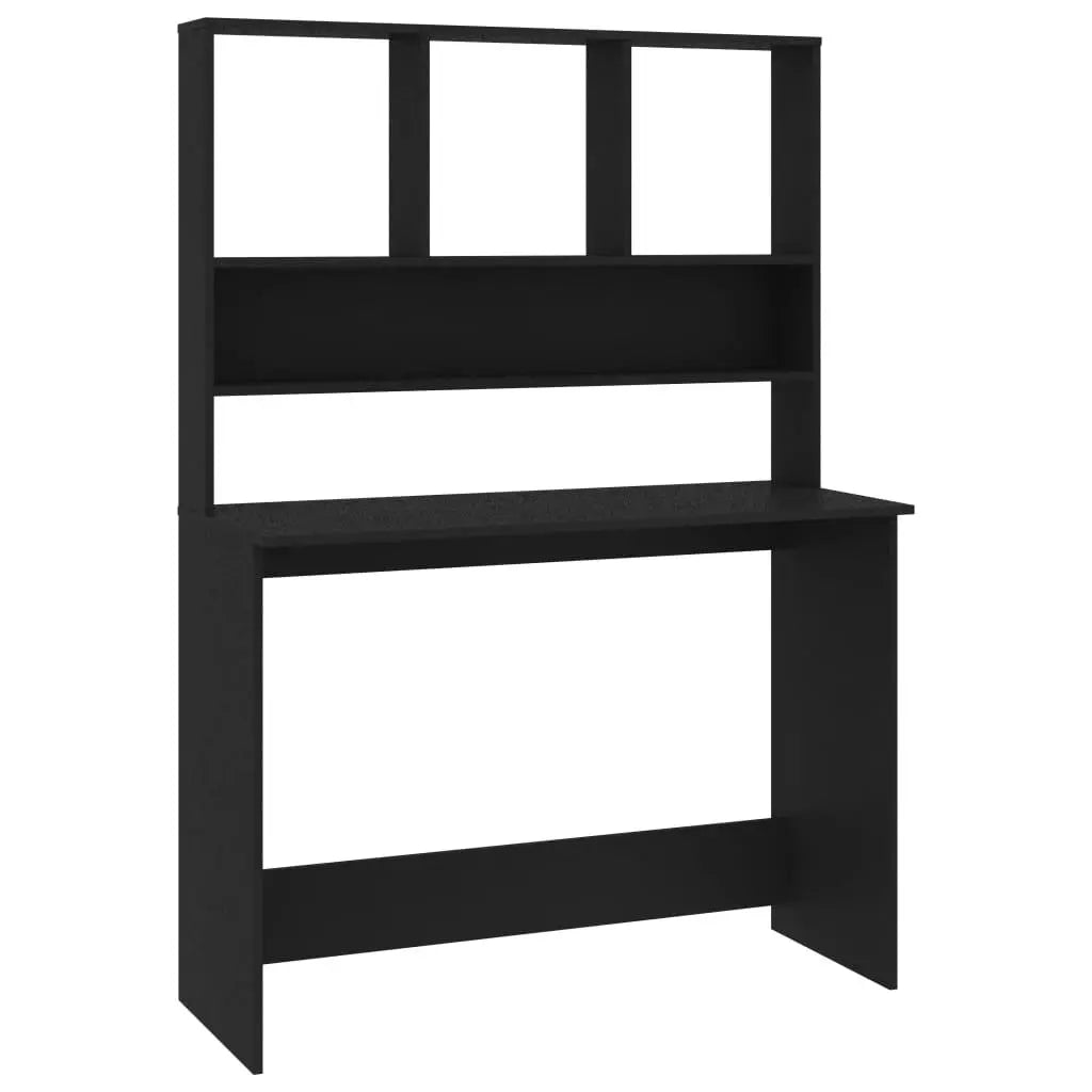 Desk with Shelves Black 43.3"x17.7"x61.8" Engineered Wood at Set Shop and Smile