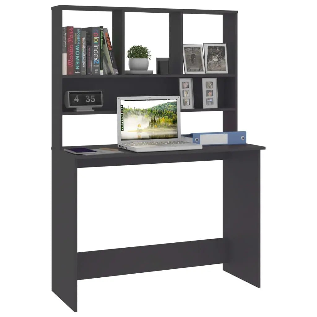 Desk with Shelves Gray 43.3"x17.7"x61.8" Engineered Wood at Set Shop and Smile