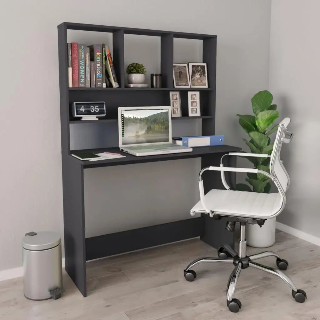 Desk with Shelves Gray 43.3"x17.7"x61.8" Engineered Wood at Set Shop and Smile