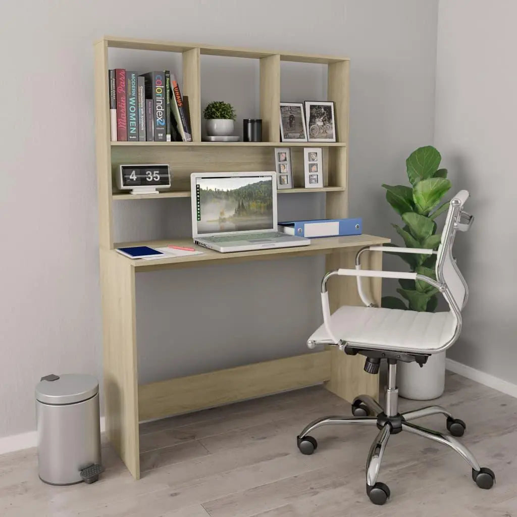 Desk with Shelves Sonoma Oak 43.3"x17.7"x61.8" Engineered Wood at Set Shop and Smile