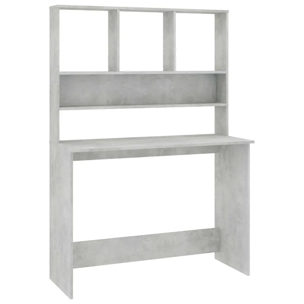 Desk with Shelves Concrete Gray 43.3"x17.7"x61.8" Engineered Wood at Set Shop and Smile
