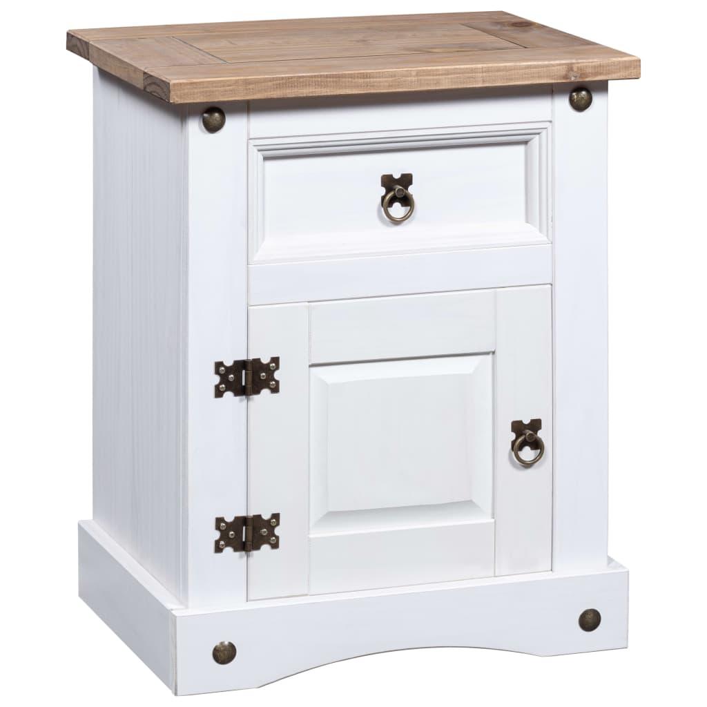 Bedside Cabinet Mexican Pine Corona Range White 20.9"x15.4"x26.4" at Set Shop and Smile